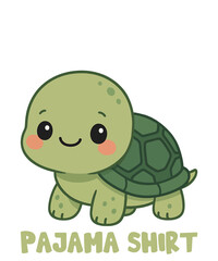 A cute turtle wearing a pajama shirt isolated on transparent background this cartoon illustration features a smiling turtle with a shell and a happy expression