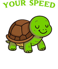 Relaxed turtle cartoon isolated on transparent background, radiating tranquility and contentment, ideal for projects promoting calmness, mindfulness, and positive vibes