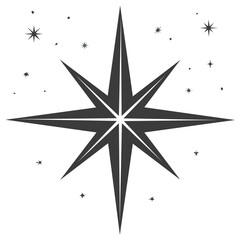 Obraz premium Eight Point Starburst with Multiple Stars Icon Illustration Dark Gray Starry Design