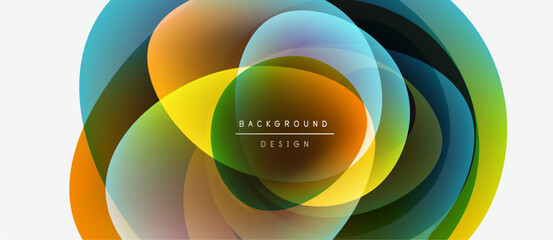 Fototapeta premium Abstract colorful circles overlap, creating dynamic visual effect. Text reads background design centered within composition.