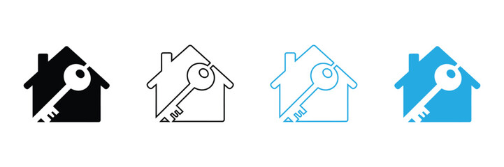 Modern real estate icons symbolize security and new beginnings. Perfect for property investment, homeownership, and finding your dream home today.