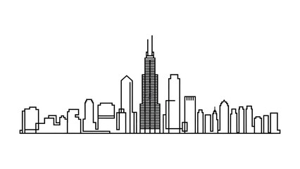 Fototapeta premium Urban Silhouette: An abstract representation of a modern city's skyline, featuring minimalist lines that evoke architectural grandeur and the vibrancy of urban life.