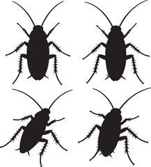 set of silhouette cockroch