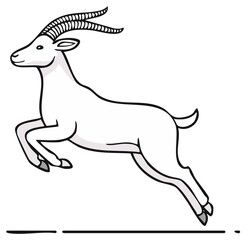 Obraz premium Dynamic Gazelle Leaping Forward Wild Animal Simple Illustration with Horns