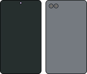 Front and rear views of modern smartphone design featuring sleek aesthetics illustration