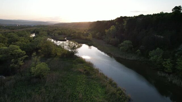 Delta Floresti and Somes river, a river, delta, lake, and wetland area. Natural environment near the Cluj-Napoca city