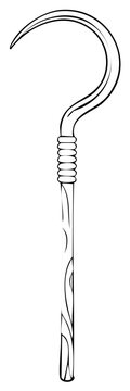 Simple Heqa Scepter Illustration: Hooked Crook with Rounded Handle and Staff