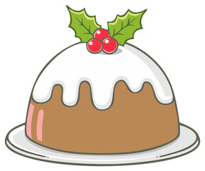 Whimsical Christmas Pudding with Holly Topping Festive Dessert Delight