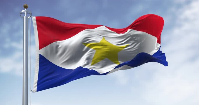 Saba national flag waving in the wind