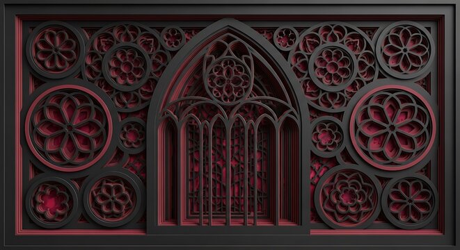 Intricate Gothic Architecture Laser Cut Artwork. - Powered by Adobe