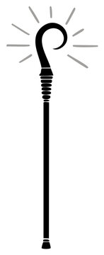 Stylized Pastoral Staff with Shining Rays Symbolizing Shepherd Leadership and Divine Guidance