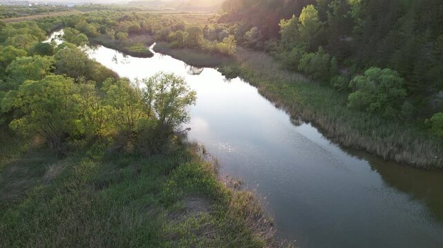 Delta Floresti and Somes river, a river, delta, lake, and wetland area. Natural environment near the Cluj-Napoca city