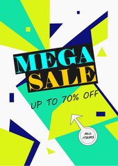 A modern promo flyer for a sale or promotion. A vibrant design with geometric shapes and contrasting colors. Suitable for advertising, social media, banners, online stores, and marketing campaigns