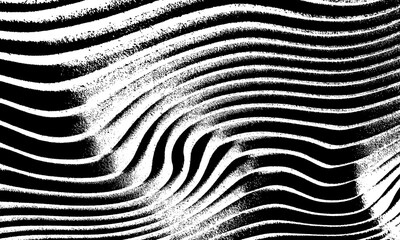 Abstract Black and White Wavy Lines Pattern with Dynamic Movement and Visual Depth