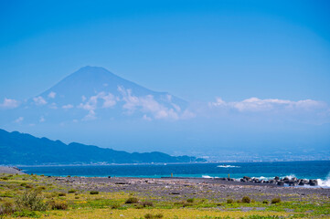 Miho no Matsubara  (Pinery of Miho) and Fuji Mountain is scenic area on the Miho Peninsula in Shimizu, Shizuoka City, Japan