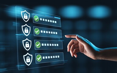 Digital Security Interface with Finger Interacting with Password Input Fields cybersecurity