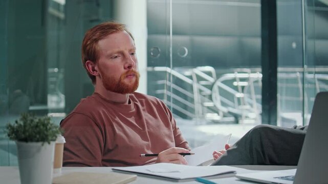 Personal Branding, Self-Driven Work, Digital Identity. Man Works on Computer at His Office Desk With Full Focus. A Scene Reflecting Career Growth, Independence, and Professional Purpose