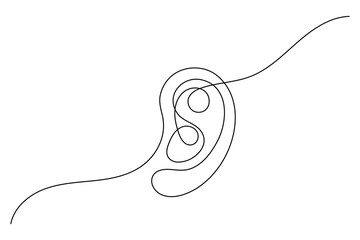 Obraz premium Ear continuous one line drawing minimalist vector illustration on white background