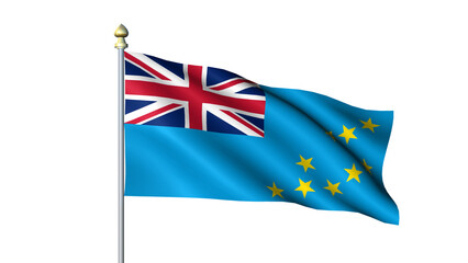 Fototapeta premium Tuvalu national Waving flag with flagpole on transparent background