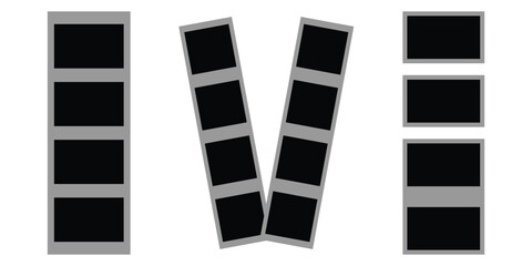 Realistic Photo Booth Frame Set – Blank Polaroid and Snapshot Strip Vector Templates with Shadow Mockup