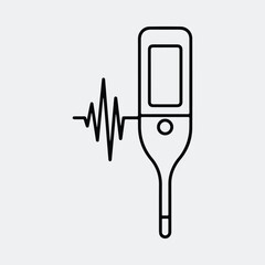 Silhouette digital thermometer heartbeat medical equipment minimal line art Vector illustration
