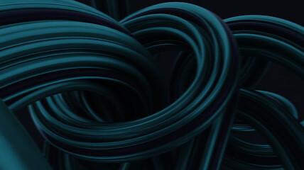A mesmerizing 3d rendering of intertwined teal tubes, creating a captivating and visually dynamic abstract composition