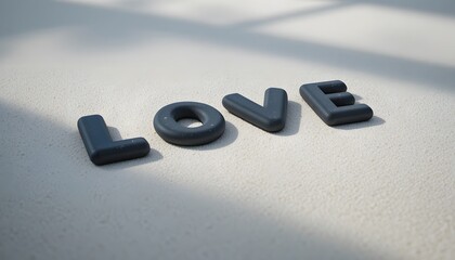 Black Love Letters on Light Sand Background