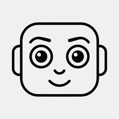 Silhouette face cute cartoon character head expression line art Vector illustration