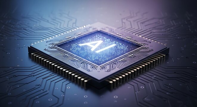 AI Chip Technology - Futuristic Processor for Artificial Intelligence.