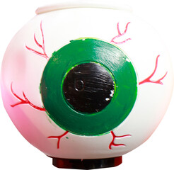 Halloween candy eye bucket on transparent background