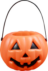 Halloween pumpkin candy basket on transparent background
