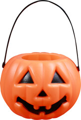Halloween pumpkin candy basket on transparent background