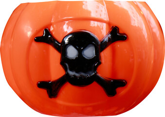 Halloween pumpkin candy basket on transparent background
