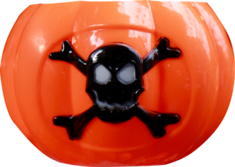 Halloween pumpkin candy basket on transparent background