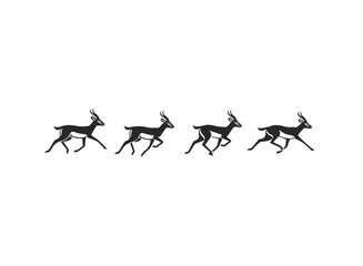 Four Running Gazelles Silhouettes Vector Illustration