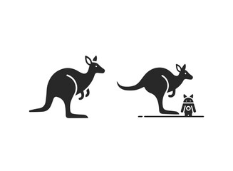 Kangaroo with Android Robot Joey Silhouette Icon
