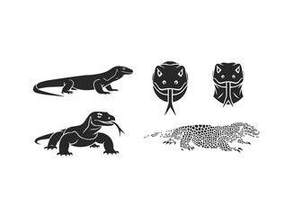 Komodo Dragon and Reptile Vector Silhouettes Collection