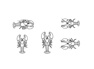 Lobster Outlines Vector Illustration Set
