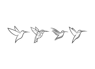 Set of Modern Hummingbird Vector Logos and Icons