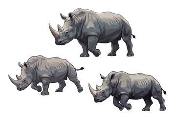Fototapeta premium Strong Rhino in Realistic Full Body Vector Art Illustration
