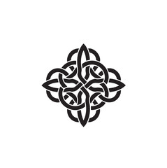 Traditional Decorative Square Celtic Knot vector illustration silhouette as an Intricate Spiritual Symbol.