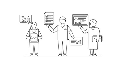 Team of business people presenting data