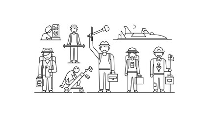 Diverse group of workers in various professions