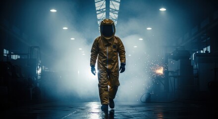 Steam Engineer in Protective Suit &ndash; Industrial Safety Scene