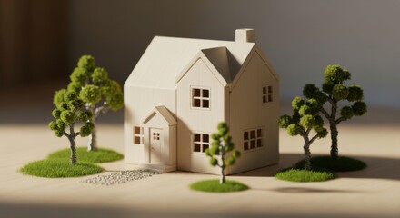 Miniature House Model with Garden &ndash; Real Estate Concept