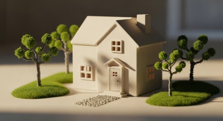 Miniature House Model with Garden &ndash; Real Estate Concept