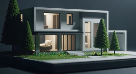 Miniature House Model with Garden &ndash; Real Estate Concept