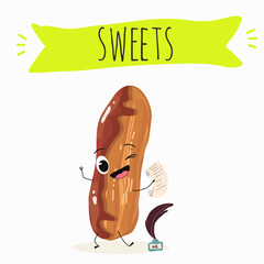 Tasty ice creams, ice-cream cones and popsicle, funny characters, hand drawn vector illustration.