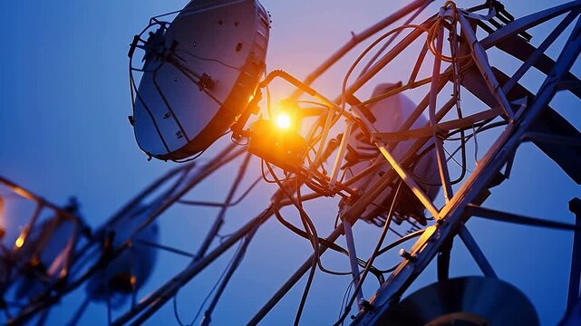 Satellite dishes and communication tower
