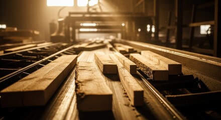 Lumber Factory with Moving Conveyor &ndash; Timber Industry Scene